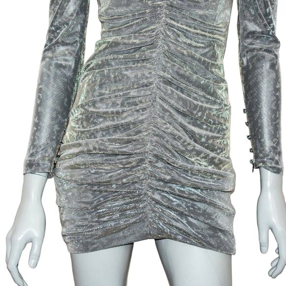 New Jonathan Simkhai Metallic Leopard Mini Dress Silver Size 2 $417 - Picture 11 of 11